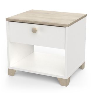 Table De Chevet Izzy 1 Tiroir Blanc Et Bois