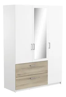 Armoire 3 portes 2 tiroirs L.134 cm READY imitation chêne kronberg et blanc