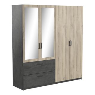 Armoire 4 portes 2 tiroirs L.179 cm READY imitation chêne kronberg et ardoise