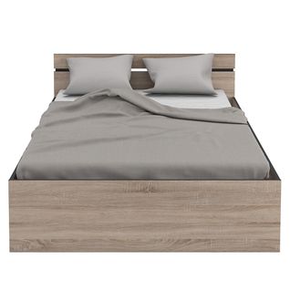 Lit 140x190 cm avec rangements MICHIGAN imitation chêne et noir