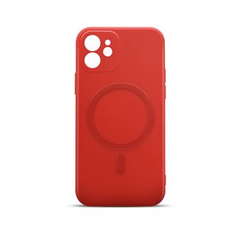 Coque Souple Compatible Magsafe Pour iPhone 12/12 Pro - Rouge