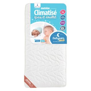 Matelas Bébé Climatisé Eté/hiver - 70x140 Cm - Epaisseur 14cm - Anti Acarien - Fabrication Francaise