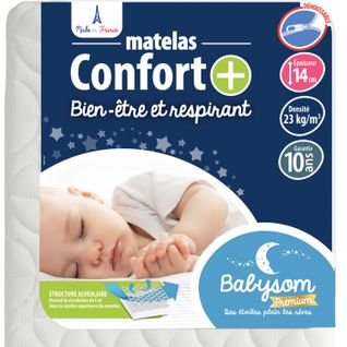Matelas Bébé Confort+ 70x140cm - Ultra Ventilé - Déhoussable - Epaisseur 14 Cm - Garantie 10ans