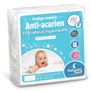 Protège Matelas/alèse Bébé Anti Acarien - 60x120 Cm - Imperméable - Bouclette 100% Coton