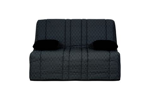 Banquette Convertible Slyde Syne 140x190 - 2 Coussins S + 2 Housses Incluses (noir à Motifs Et Gris)