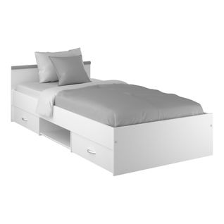 Lit 90x200 cm avec rangements NASHVILLE blanc