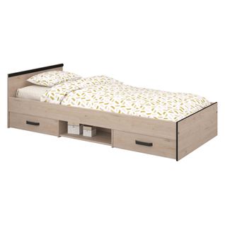 Lit 90x200 cm NASHVILLE imitation chêne et noir