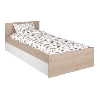 Lit 90 x 190 cm SHELTER Imitation chêne