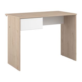 Bureau 1 tiroir SHELTER Imitation chêne et blanc