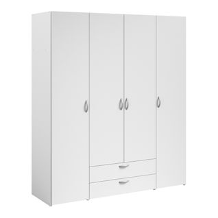 Armoire 4 portes 2 tiroirs DAILY blanc