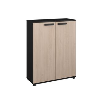 Rangement 2 portes battantes CELEST imitation chêne et noir