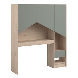 Environnement lit ou bureau SHELTER imitation chêne et vert