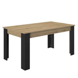 Table L.160/200 rectangulaire TRUST imitation chêne/noir