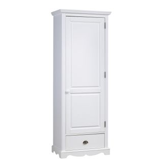 Armoire Bonnetière Blanche Style Anglais 1 Porte 1 Tiroir L 70 H 186 P 42 Cm