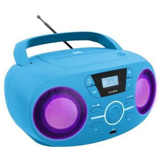 Lecteur Radio Cd Portable USB Bleu + Speakers Lumineux - Cd61blusb