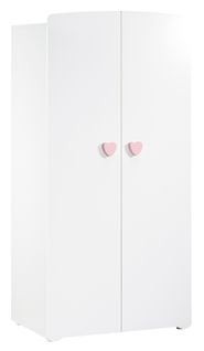 New Basic - Armoire Chambre Bébé 2 Portes - Boutons Cœur Rose