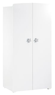 New Basic - Armoire Chambre Bébé 2 Portes - Boutons Étoile Gris