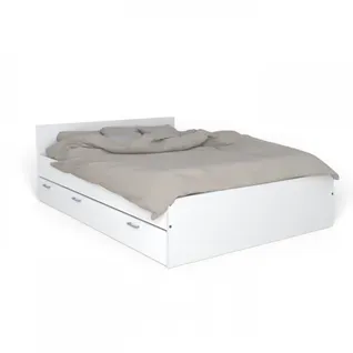 Lit Twist 140x190 + 2 Chevets + 1 Tiroir / Blanc