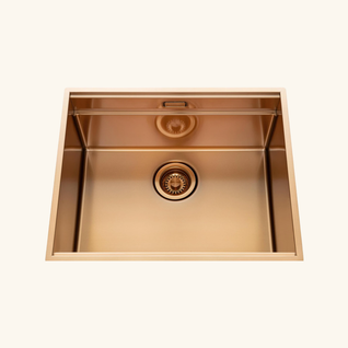 Évier Sous-plan Inox Pvd Cuivre Luisina Legato+ 1 Bac 550x450 - Égouttoir Planche Cache Bonde Inclus