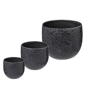 Set De 3 Pots En Céramique Noire