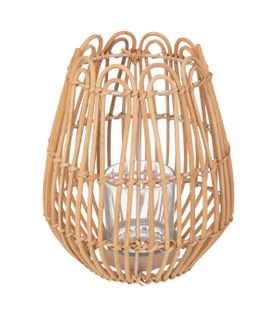 Bougeoir Photophore En Rotin Et Métal D 18 X H 22 Cm