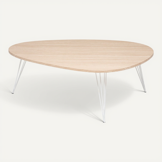 Table Basse En Bois Et Pieds En Métal Blanc 112 X 80 X H 40 Cm