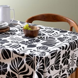 Nappe De Table Imprimée "twisted Lime" 150x250cm Noir et Blanc