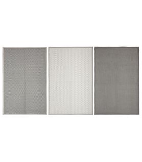 Lot De 3 Torchons En Coton Gris 45 X 70 Cm