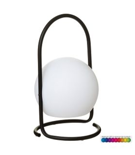 Lampe D'extérieur Boule LED Blanc Et à Variation De Couleurs Sur Support En Métal Noir H 29 Cm