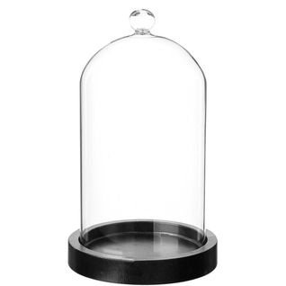 Cloche Verre Et Bois - Transparent - H19 Cm