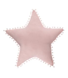 Coussin Décoratif  Rose Étoile Avec Pompons 50 X 50 Cm
