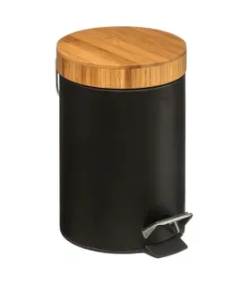 Poubelle salle de bain 3L - Noir / Naturel