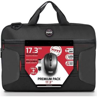 Premium Pack : Sacoche Pour PC Portable 17 + Souris Sans Fil + Dungle Usb et Adaptateur Type C