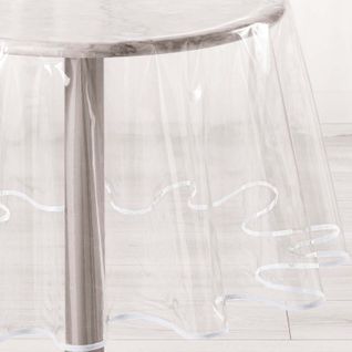 Nappe Ronde Cristal "garden" 180cm Transparent Et Blanc