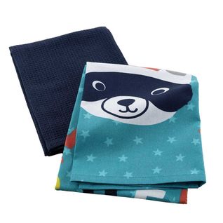 Lot De 2 Torchons Enfant "mini Chef" 50x70cm Bleu