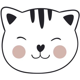 Tapis Enfant Imprimé Forme Chat Cat En Polyester - Blanc - 70x80 Cm