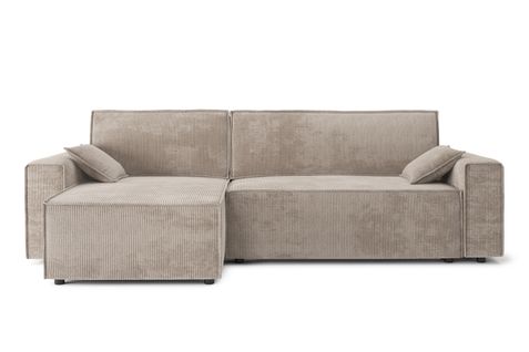 Canapé D'angle Marius Convertible Velours Côtelé Grège