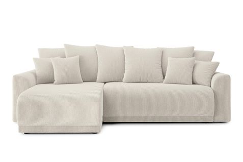 Canapé D'angle Nova Convertible Velours Côtelé Beige 4 Places