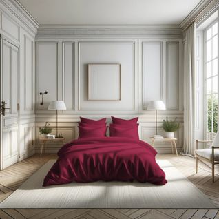 Housse De Couette Percale Coton Tertio® Bordeaux - 200 X 200 cm
