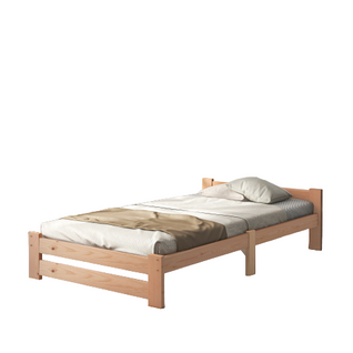 Lit futon 200x90 en bois massif avec tête de lit et sommier à lattes, naturel