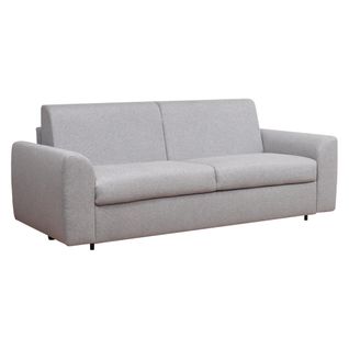 Canapé convertible express 3 places CLAYVE tissu gris clair matelas 13 cm