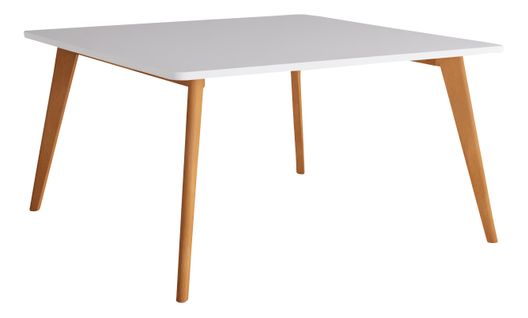Table de réunion carrée FOLD L.120-P.120 cm blanc/ hêtre