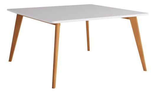 Table de réunion carrée FOLD L.140-P.140 cm blanc/ hêtre