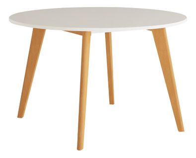 Table de réunion ronde FOLD Ø.120cm blanc/ piètement hêtre