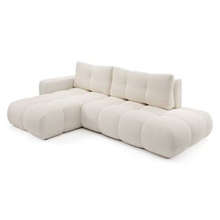 Canape d'angle gauche convertible SOHA tissu crème