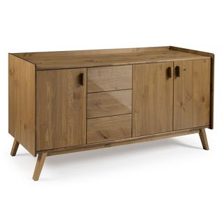 Buffet 3 portes 3 tiroirs CLAUDIA en pin massif foncé