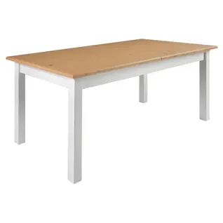 Table extensible L. 160/200 cm STANFORD Blanc / miel vue 3/4