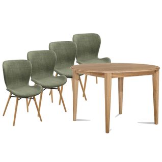 Table Ronde Extensible Pieds Fuseau D105 + 4 Chaises Tissu - Victoria