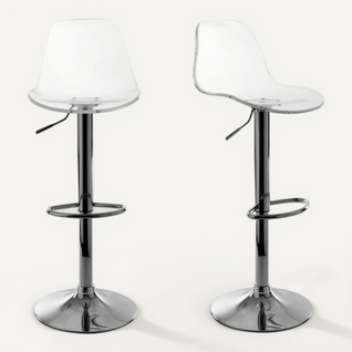 Tabourets De Bar Design Réglables Transparents (lot De 2) Galileo