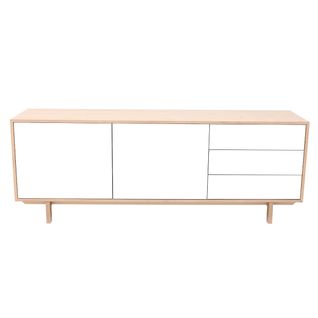 Buffet Scandinave Bois Et Blanc 2 Portes 3 Tiroirs L195cm Sid